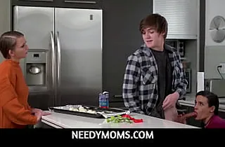 NeedyMoms-Stepmom Penny Barber catches stepson Tyler Journey pummeling a can of raw dough with the addition of helps him at large
