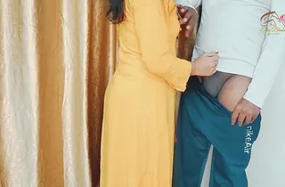 Amateur girlfriend's first time roleplay with neighbor at home: doggy style, foreplay, and more!