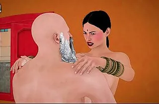 Mature Bhabhi hooks round with her dad-in-law in a 3D hentai game with busty boobs and curvy body