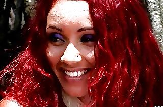 Redhead Curly Hair Latina Teen Marcia Rough Has Outdoor Orgy at the Beach