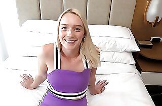 Blonde haired blue eyed teen stars in her first porno